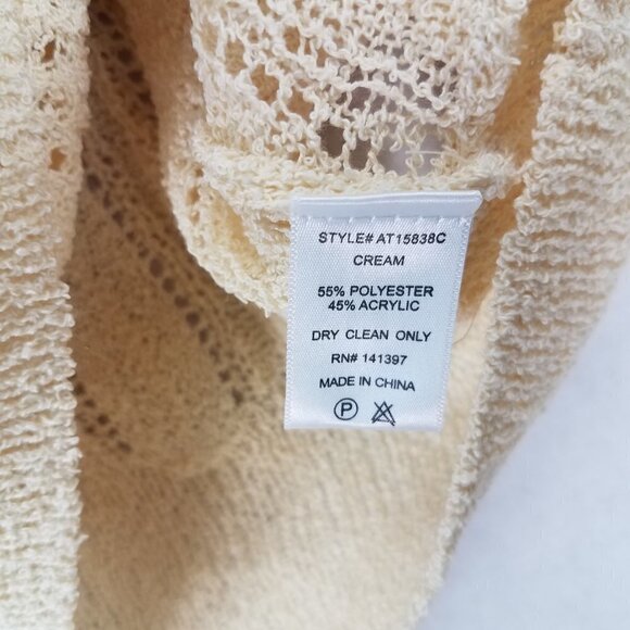 NEW ASTR XS Faux Wrap V-neck Pointelle Knit Pullover Sweater in Beige Cream - Picture 5 of 10